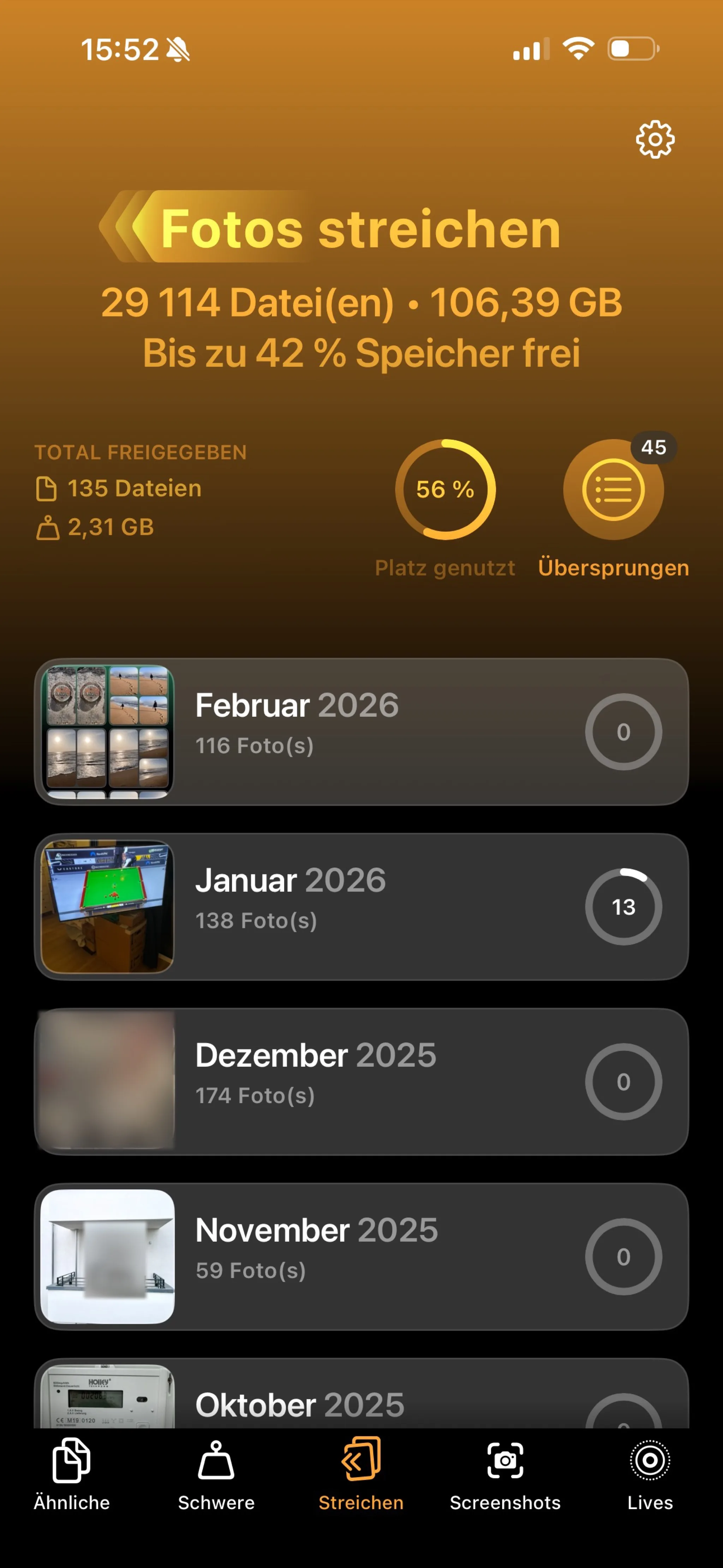 Swipe-Modus für schnelles Entscheiden.