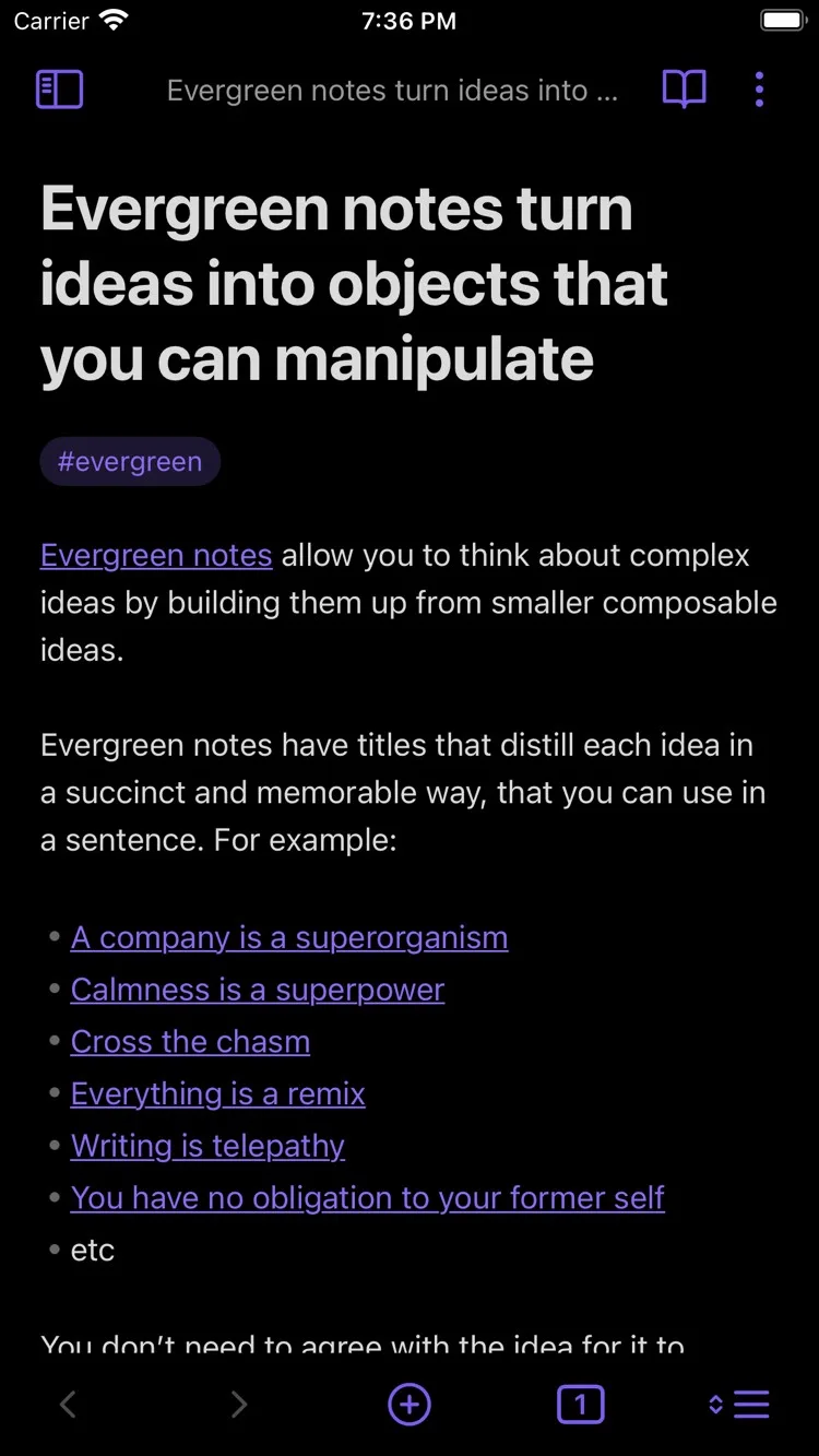 Obsidian – Markdown-Editor mit verlinkten Notizen auf dem iPhone.