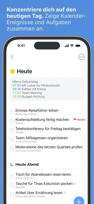 Things 3 Heute-Ansicht — bewusst ausgewählte Aufgaben für den aktuellen Tag.